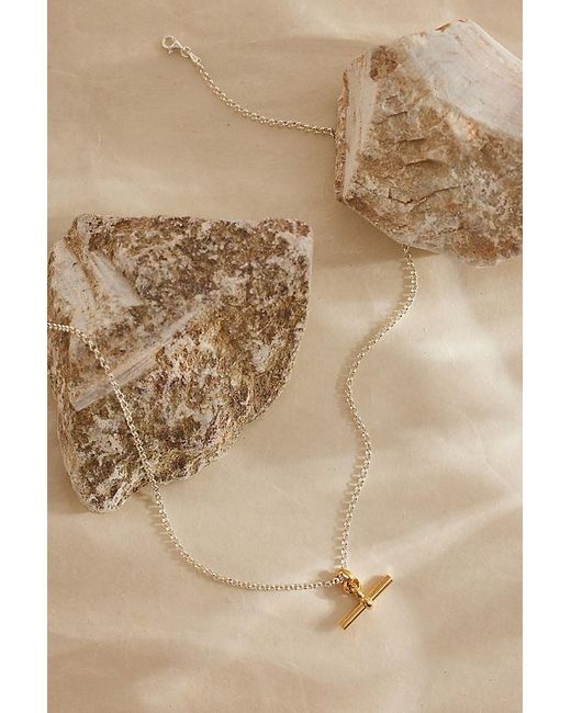 Tilly Sveaas Brown Silver Belcher Chain T-bar Necklace