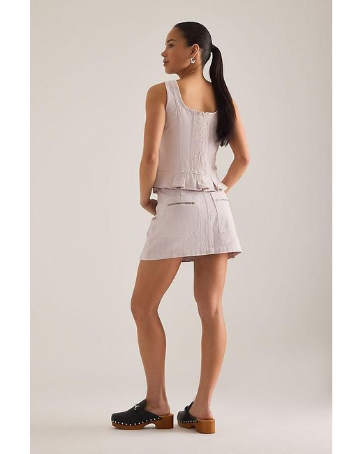 seventy + mochi Pink Naya Zip-Pocket Denim Mini Skirt