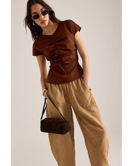 laagam Brown Simone Ruched Top