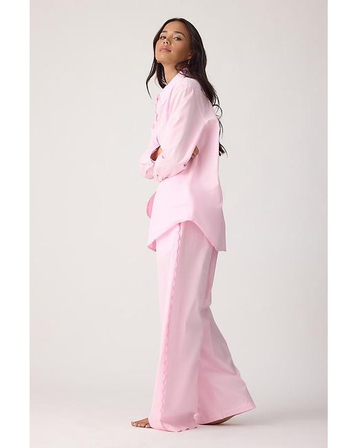 It's 9pm Pink Ariel Long Scallop Pyjama Set