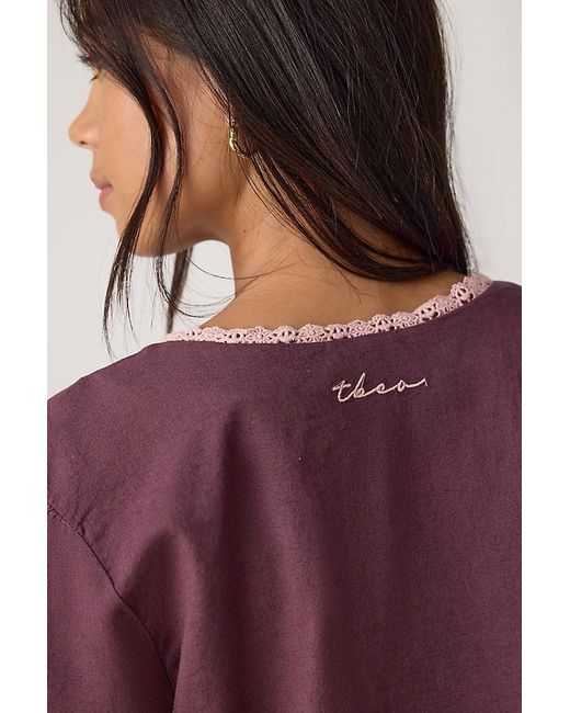 TBCo Purple Cotton-Linen Long Pyjama Set