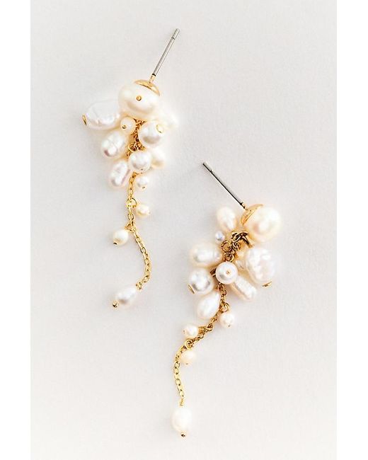 By Anthropologie White Pearl Cluster Drop Earrings