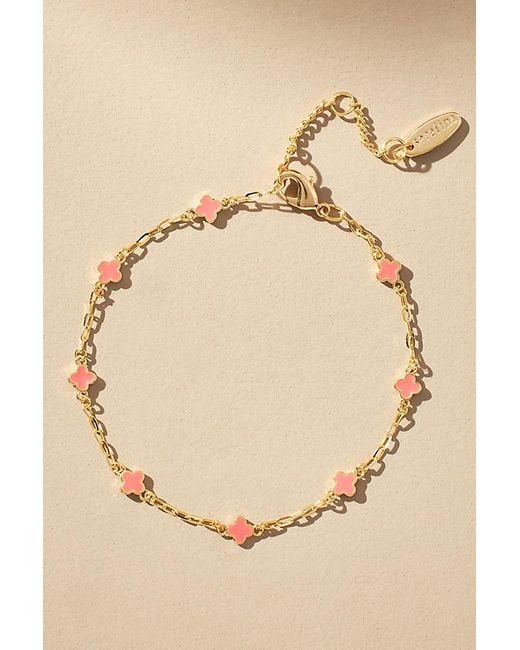 By Anthropologie Natural Clover Chain Wrap Bracelet
