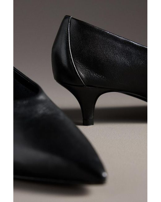 By Anthropologie Gray Pointed-Toe Kitten-Heel Pumps