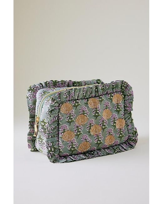 Elizabeth Scarlett Gray Ruffle Makeup Bag