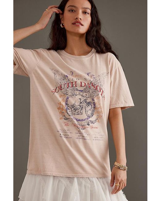 Anthropologie Brown South Dakota Graphic Short-sleeve Boyfriend T-shirt