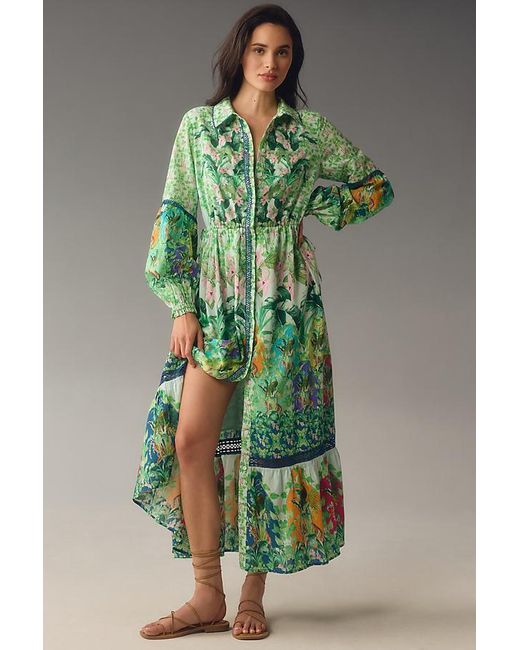 By Anthropologie Long-sleeve Printed Maxi Shirt Dress in Green | Lyst UK By Anthropologie Long-sleeve Printed Maxi Shirt Dress in Green | Lyst UK