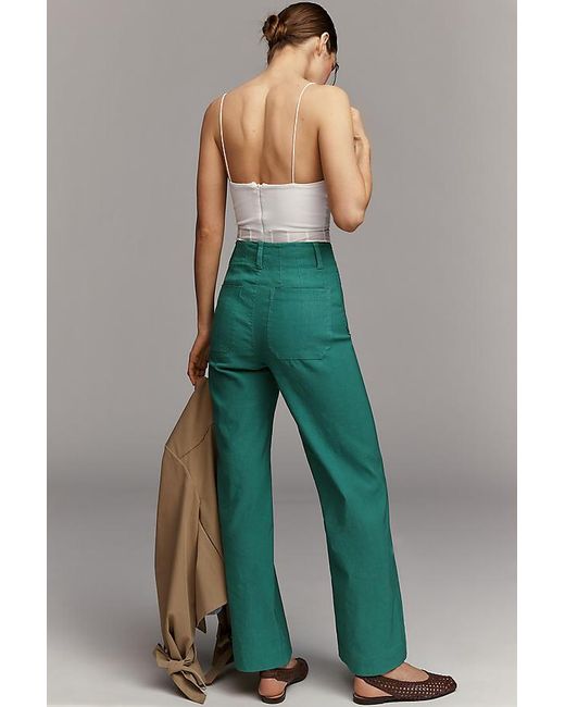 Maeve Natural The Colette Full-Length Wide-Leg Trousers By