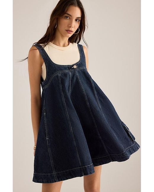 Damson Madder Blue Immy Denim Mini Swing Dress