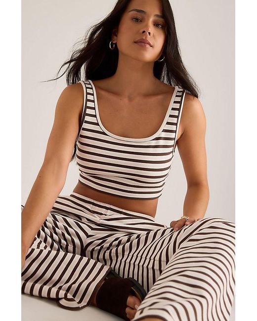 4th & Reckless Brown Liorra Stripe Crop Top
