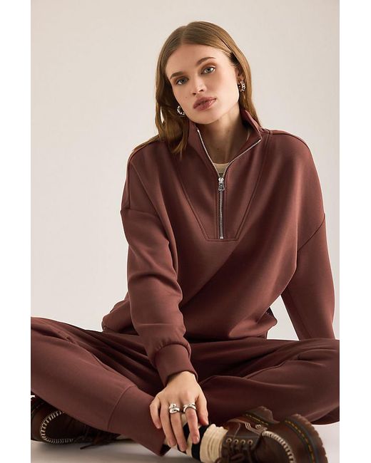 Varley Brown Hawley Half-Zip Sweatshirt
