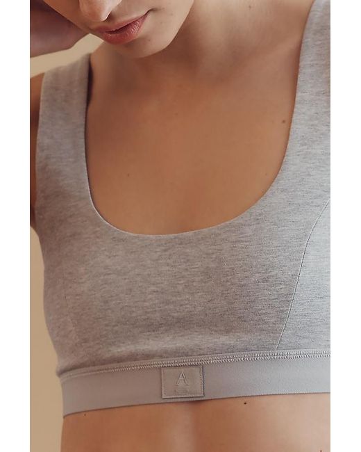 By Anthropologie Brown Scoop-Neck Cotton Bra