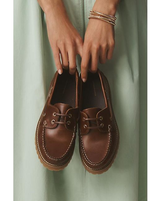 By Anthropologie Brown Lug Boat Shoes