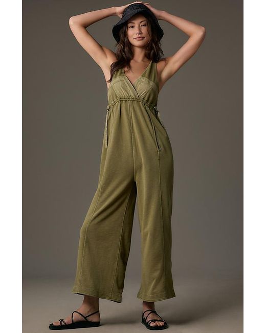 Daily Practice by Anthropologie Green Fresh Air Racerback Jumpsuit