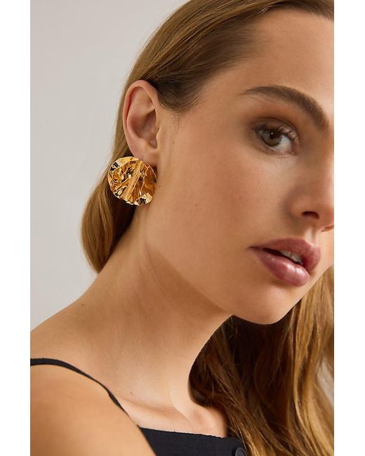 By Anthropologie Brown Scrunch Ball Stud Earrings