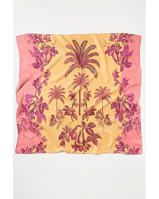 Celandine Pink Large Printed Silk Scarf