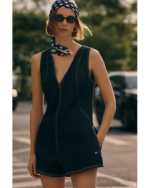 Maeve Green Sleeveless Denim Playsuit