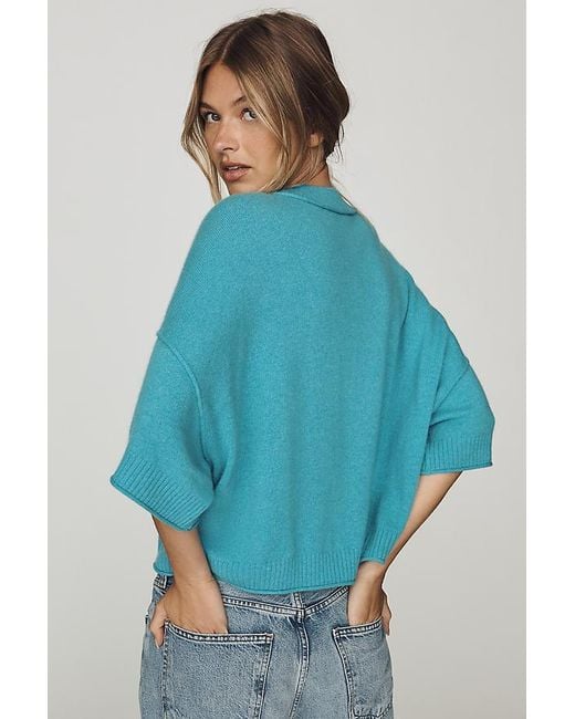 By Anthropologie Blue The Goldie Crew-Neck Cashmere Jumper