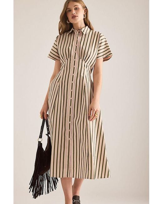 Exquise Multicolor Raina Short-Sleeve Midi Shirt Dress
