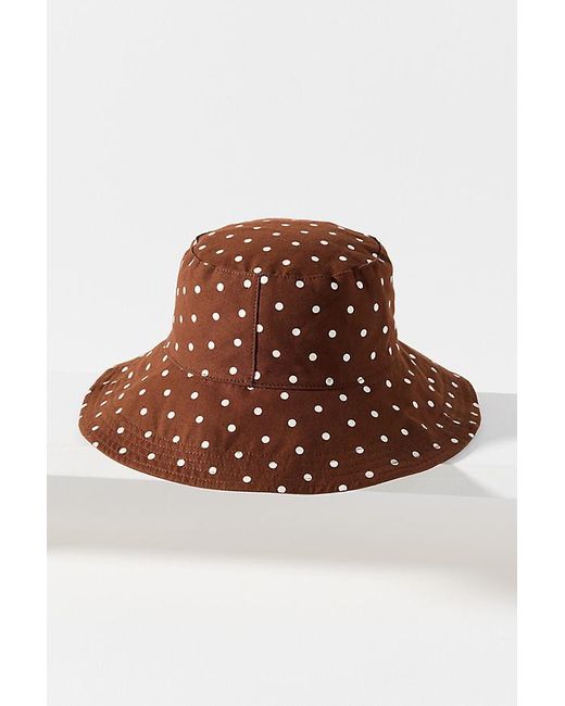 By Anthropologie Brown Polka Dot Bucket Hat