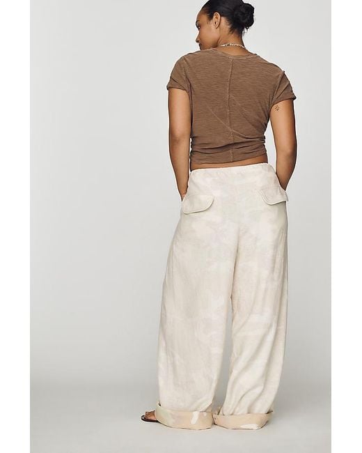 Pilcro Multicolor Hannah Linen-Blend Camo Wide-Leg Trousers