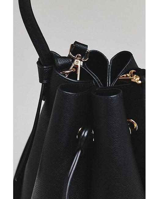 Melie Bianco Black Laguna Cinched Vegan Leather Bucket Bag