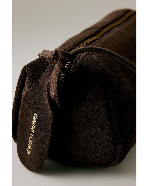 By Anthropologie Black Suede Barrel Bag
