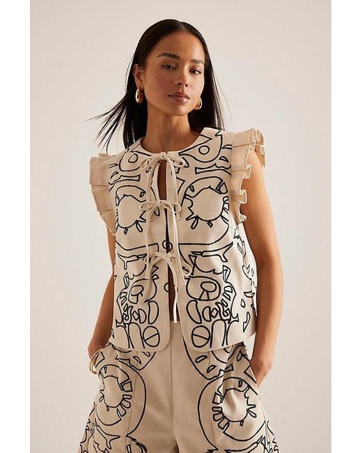 Object Natural Maple Tie-Front Waistcoat