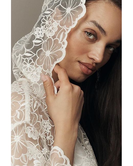 By Anthropologie Natural Sheer Floral Lace Tie-Waist Kimono