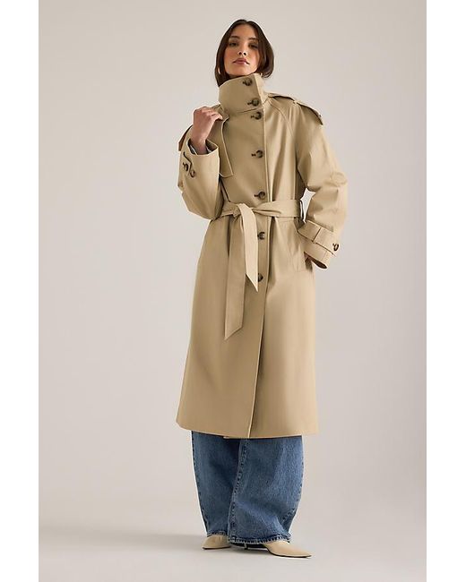 By Anthropologie Blue Lottie Maxi Trench Coat