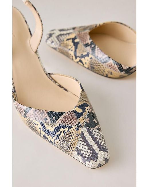 Maeve White Embossed Snake Print Leather Slingback Heels