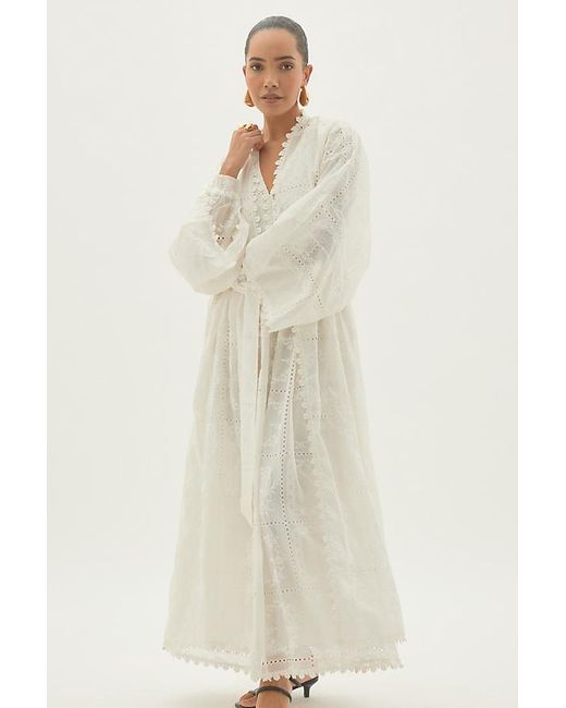 By Anthropologie Natural Embroidered Kimono