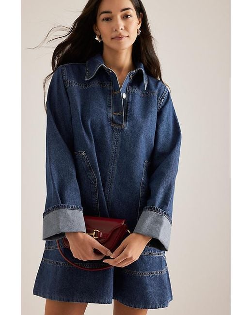 ALIGNE Keri Long-Sleeve Denim Mini Dress in Blue | Lyst UK