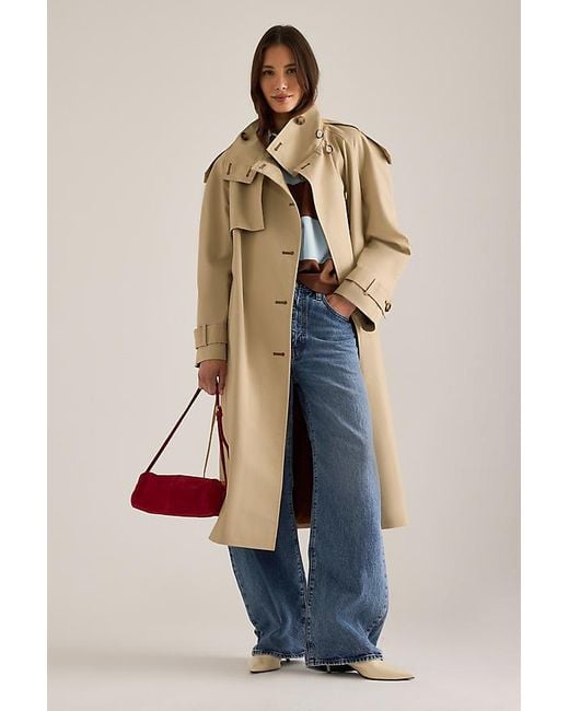 By Anthropologie Blue Lottie Maxi Trench Coat