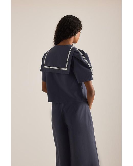 The Tiny Big Sister Blue Sailor Neck Blouse
