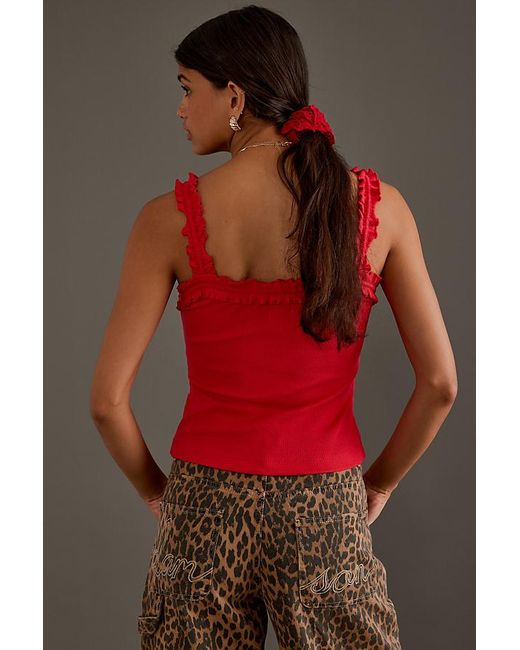 Maeve Red Ruffled Cami Top