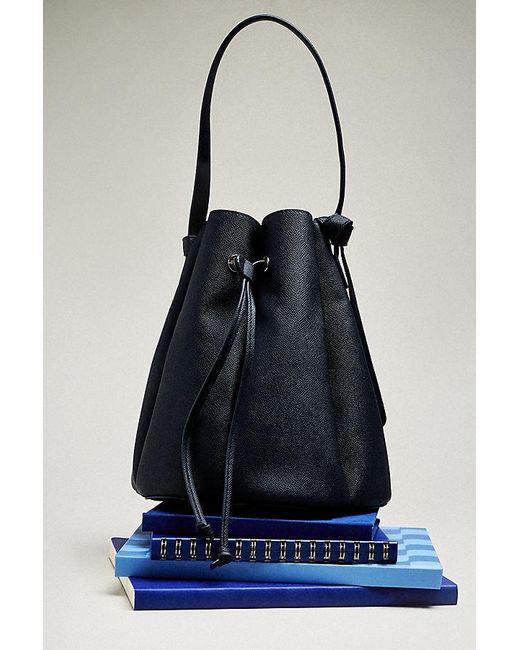 Melie Bianco Black Laguna Cinched Vegan Leather Bucket Bag