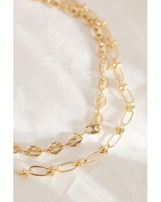 Anthropologie Natural Longline Mixed Chain Layered Necklace