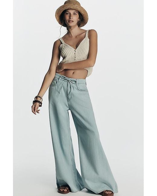 Pilcro Blue Polished Pull-On High-Rise Trouser Jeans