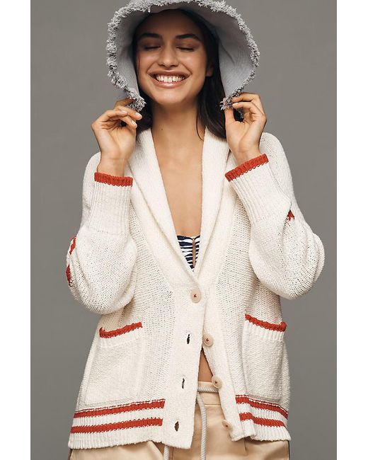 Maeve Gray Shawl Collar American Flag Cardigan