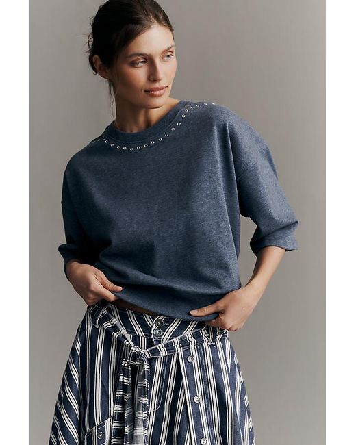 Maeve Blue Jasper Studded Detail Top