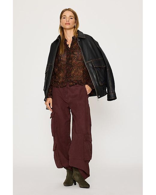 By Anthropologie Brown Paisley Long-Sleeve Blouse