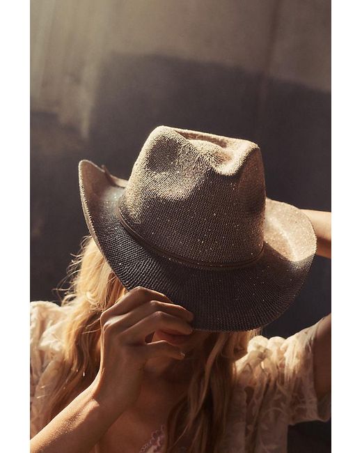 Anthropologie Brown Sparkle Straw Cowboy Hat