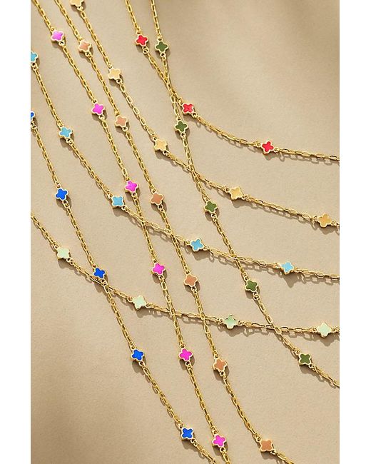 By Anthropologie Brown Tiny Clover Chain Necklace