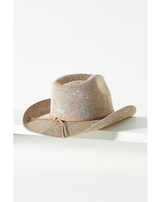 Anthropologie Brown Sparkle Straw Cowboy Hat