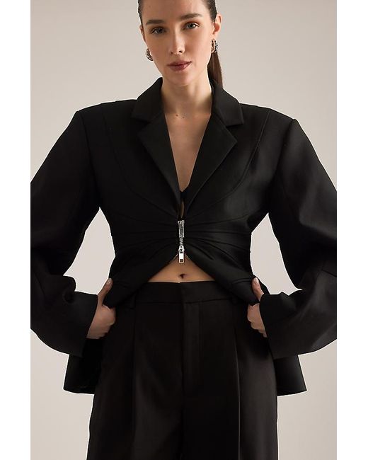Gestuz Black Zitta Zip-Front Blazer