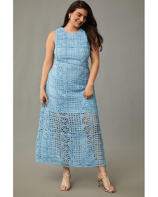 Endless Rose Sleeveless Textured Midi Dress in Blue | Lyst UK