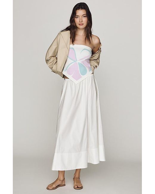 Maeve White Graphic Print Knit Tube Top