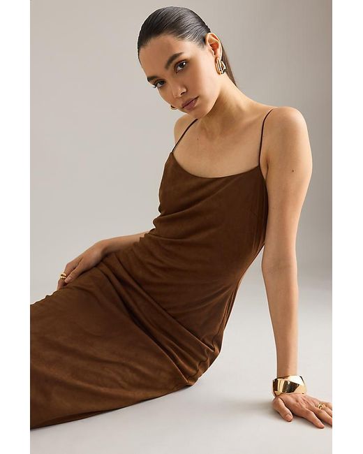 Bardot Brown Nadira Faux-Suede Sleeveless Midi Dress