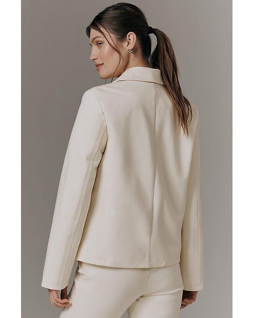 Maeve Gray Double-Breasted Knit Blazer